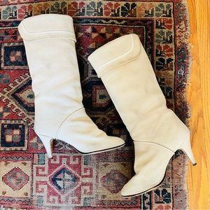 Vintage white cream leather boots size 40